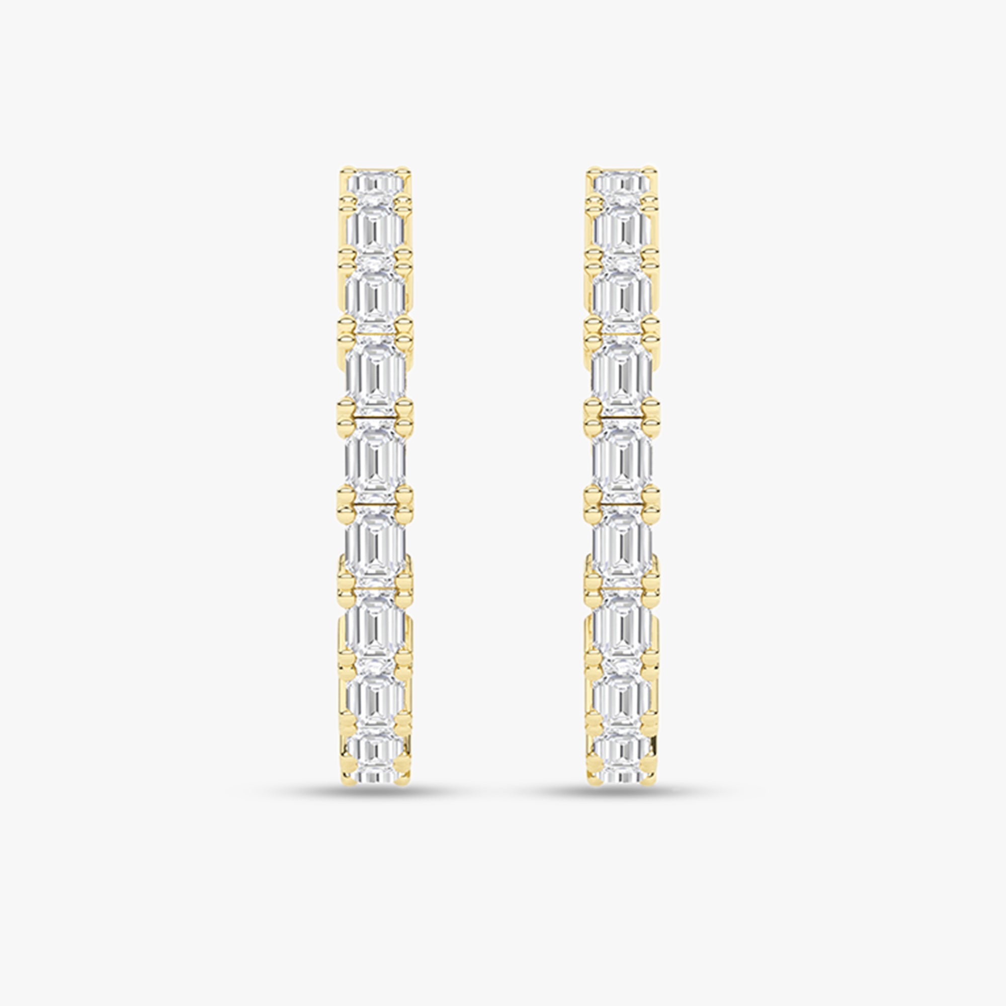 Emerald Shape 2.60 Carat Lab Grown Diamond Hoop earrings