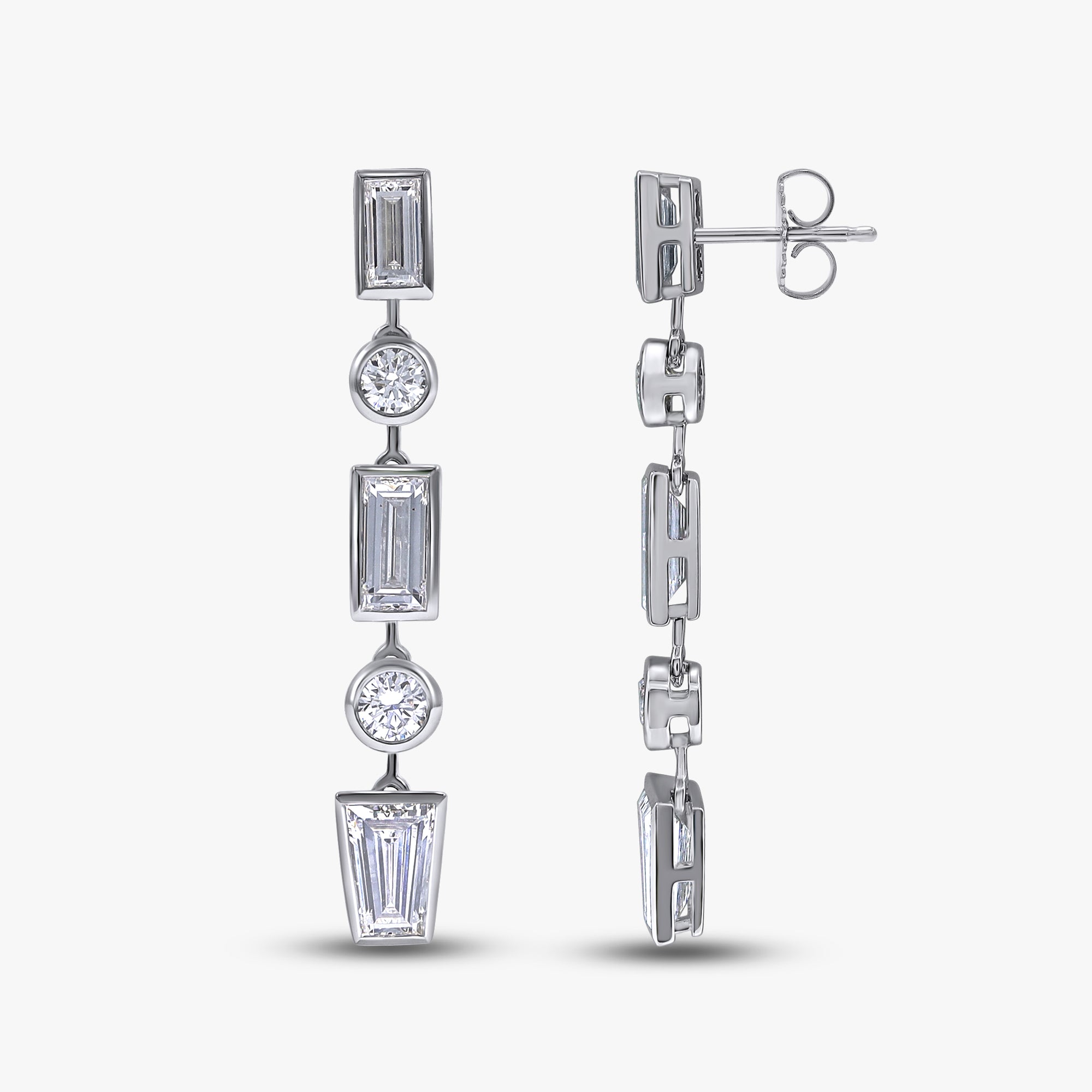 Multi Shape 5.85 Carat Lab Grown Diamond Linear Drop Stud Earrings
