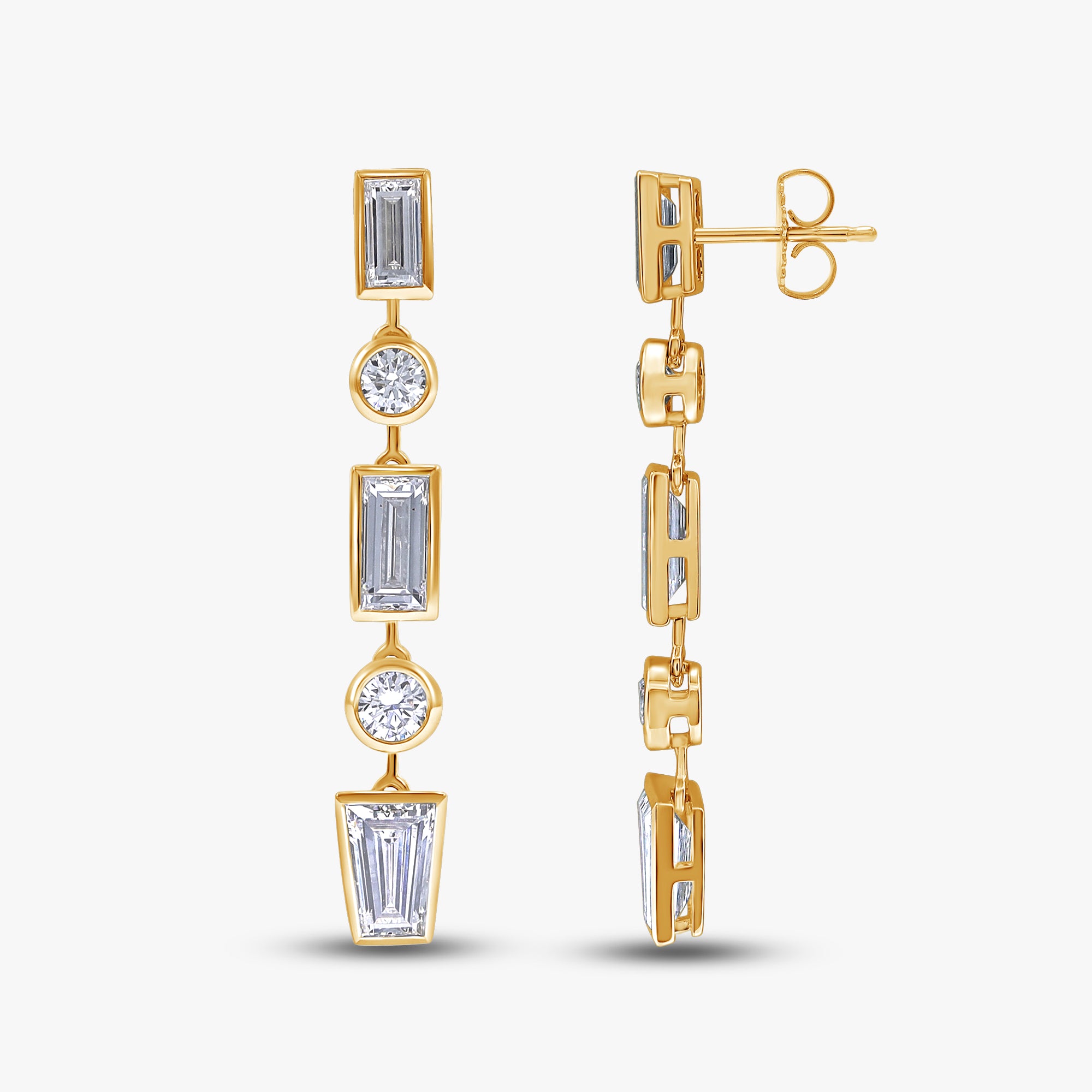 Multi Shape 5.85 Carat Lab Grown Diamond Linear Drop Stud Earrings
