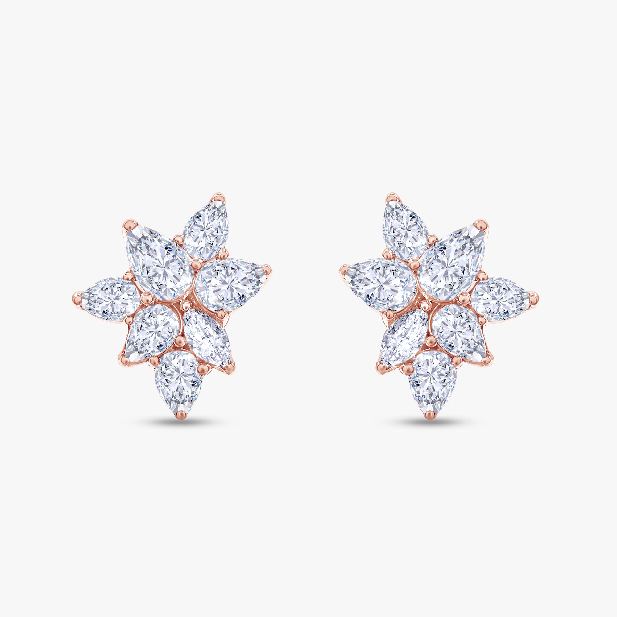 1.40 Carat Lab Grown Diamond Seven Stone Cluster Stud Earrings