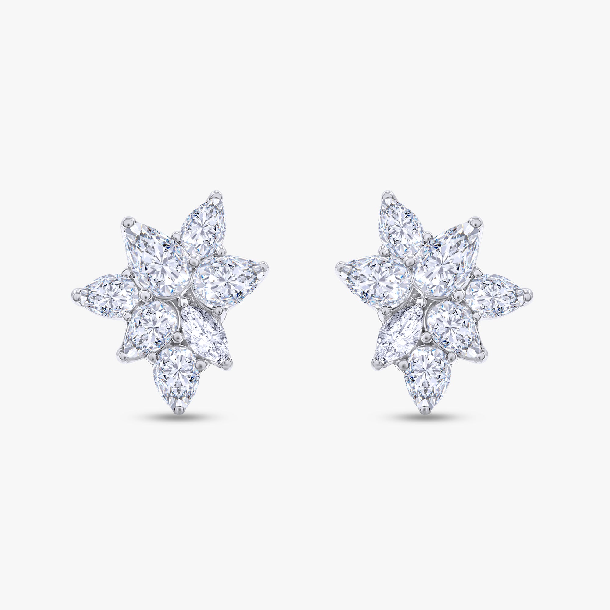 1.40 Carat Lab Grown Diamond Seven Stone Cluster Stud Earrings
