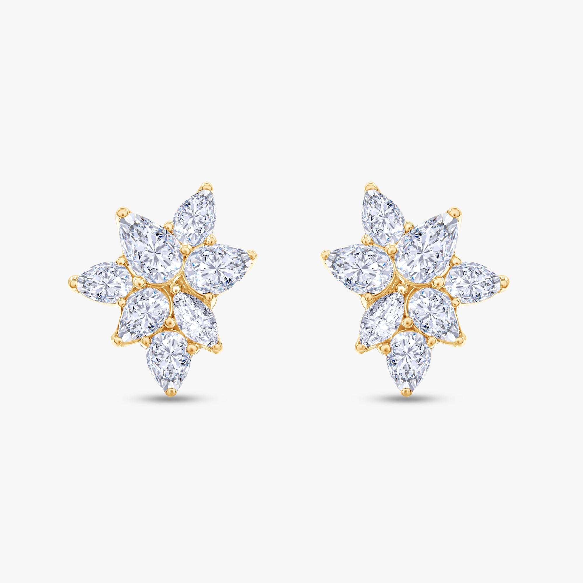 1.40 Carat Lab Grown Diamond Seven Stone Cluster Stud Earrings