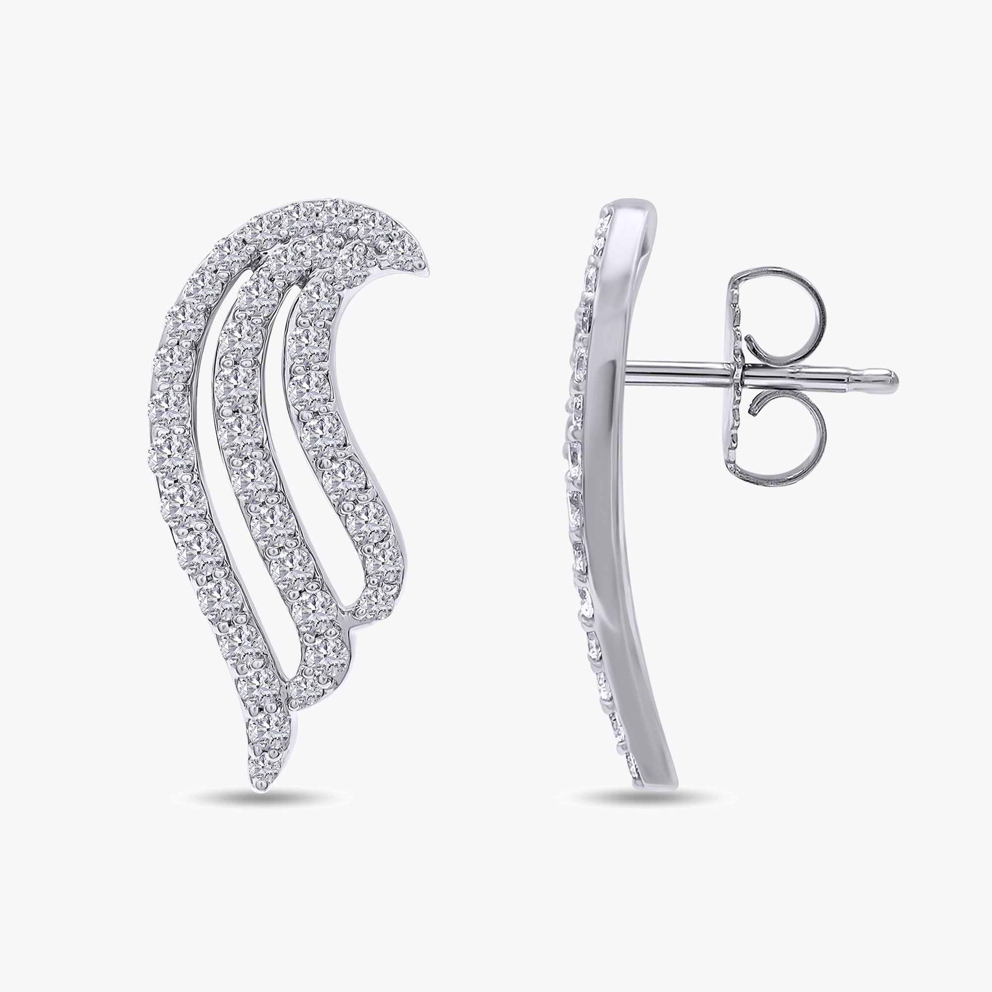 0.95 Carat Round Cut Lab Grown Diamond Angel Wing Stud Earrings