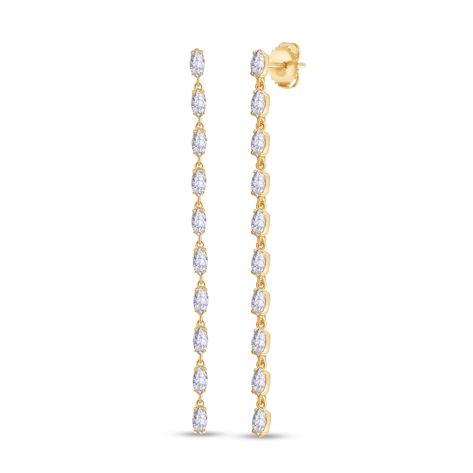 Marquise Shape 1.90 Carat Lab Grown Diamond Linear Drop Stud Earrings