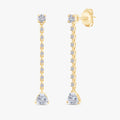 Pear and Round Shape 1.35 Carat Lab Grown Diamond Linear Drop Stud Earrings
