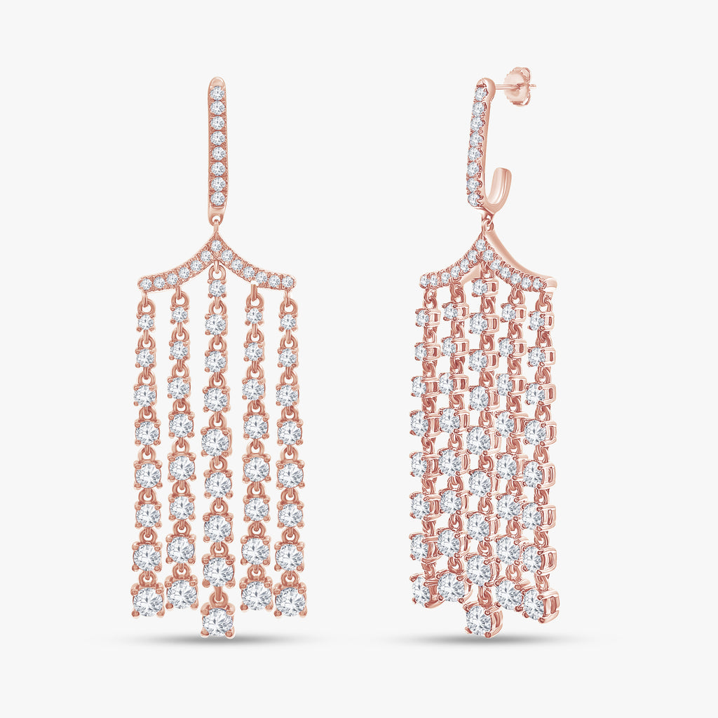 Round Shape 5.10 Carat Lab Grown Diamond Chandelier Earrings