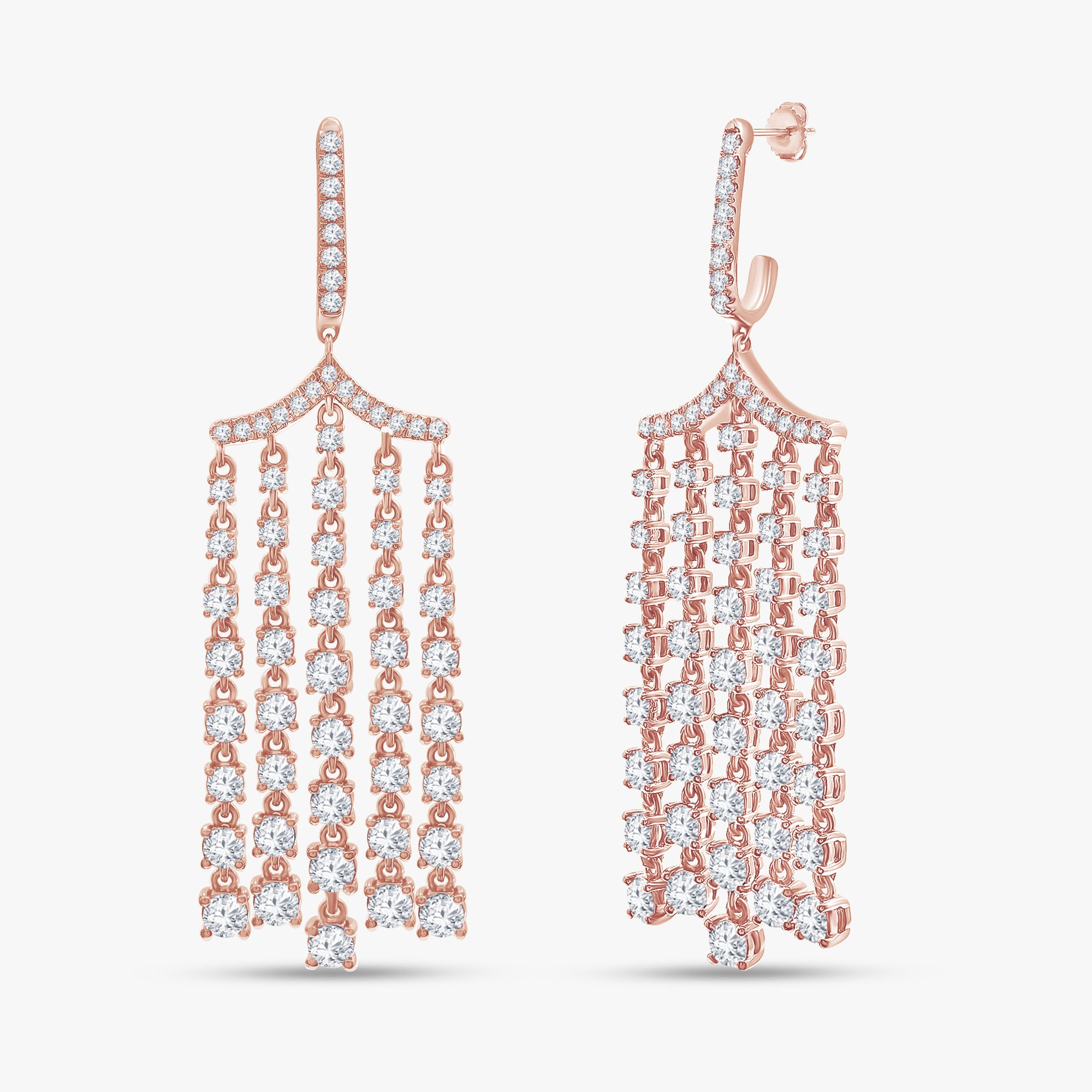 Round Shape 5.10 Carat Lab Grown Diamond Chandelier Earrings