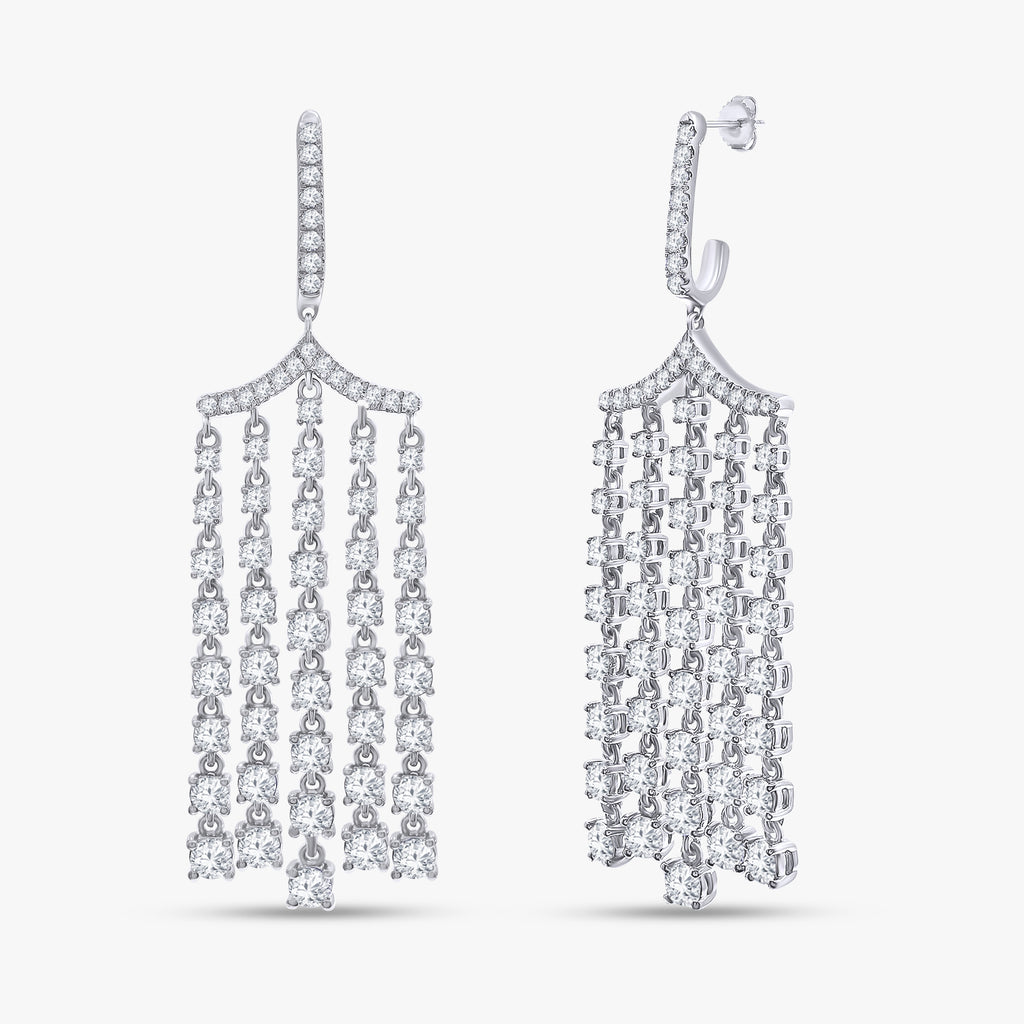Round Shape 5.10 Carat Lab Grown Diamond Chandelier Earrings