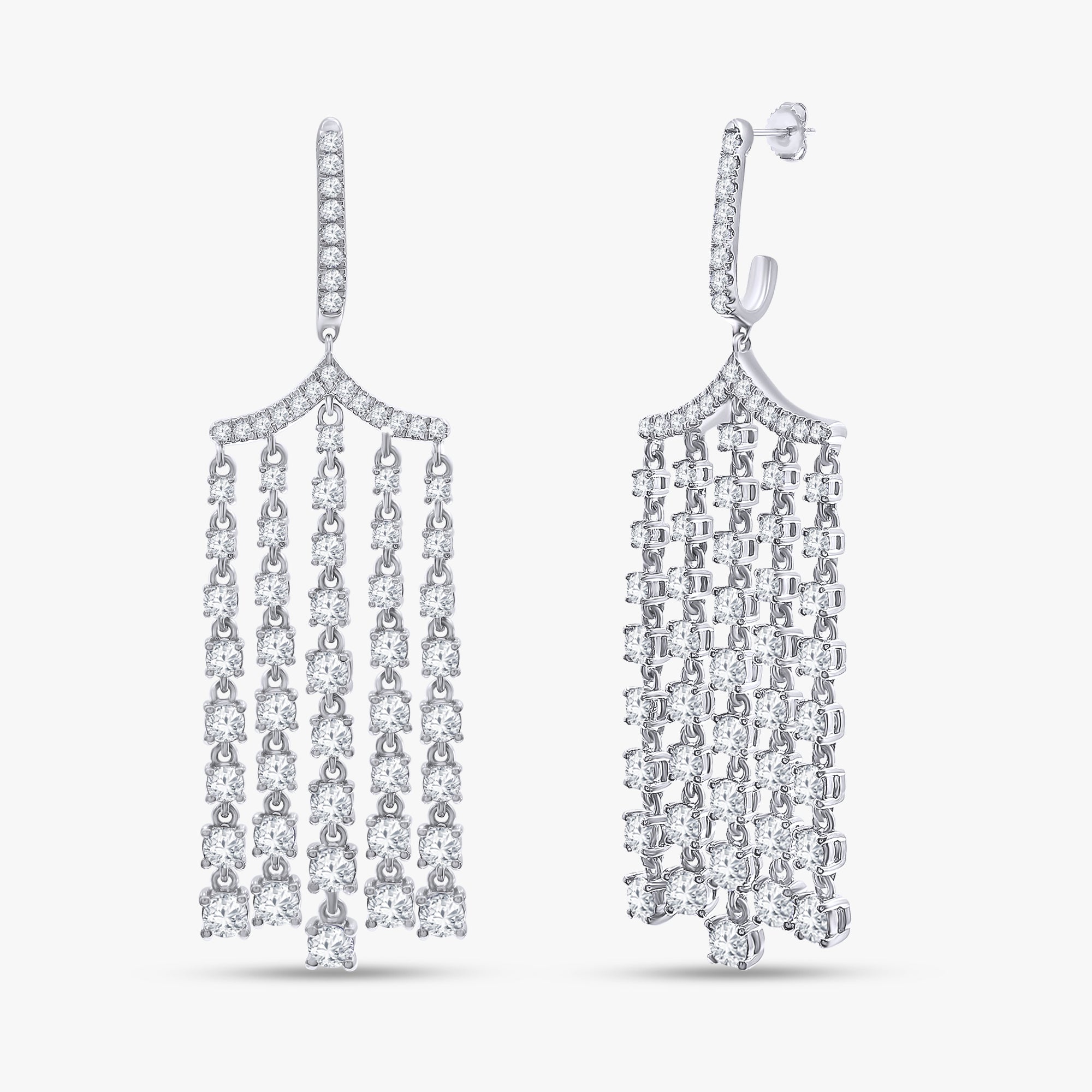 Round Shape 5.10 Carat Lab Grown Diamond Chandelier Earrings