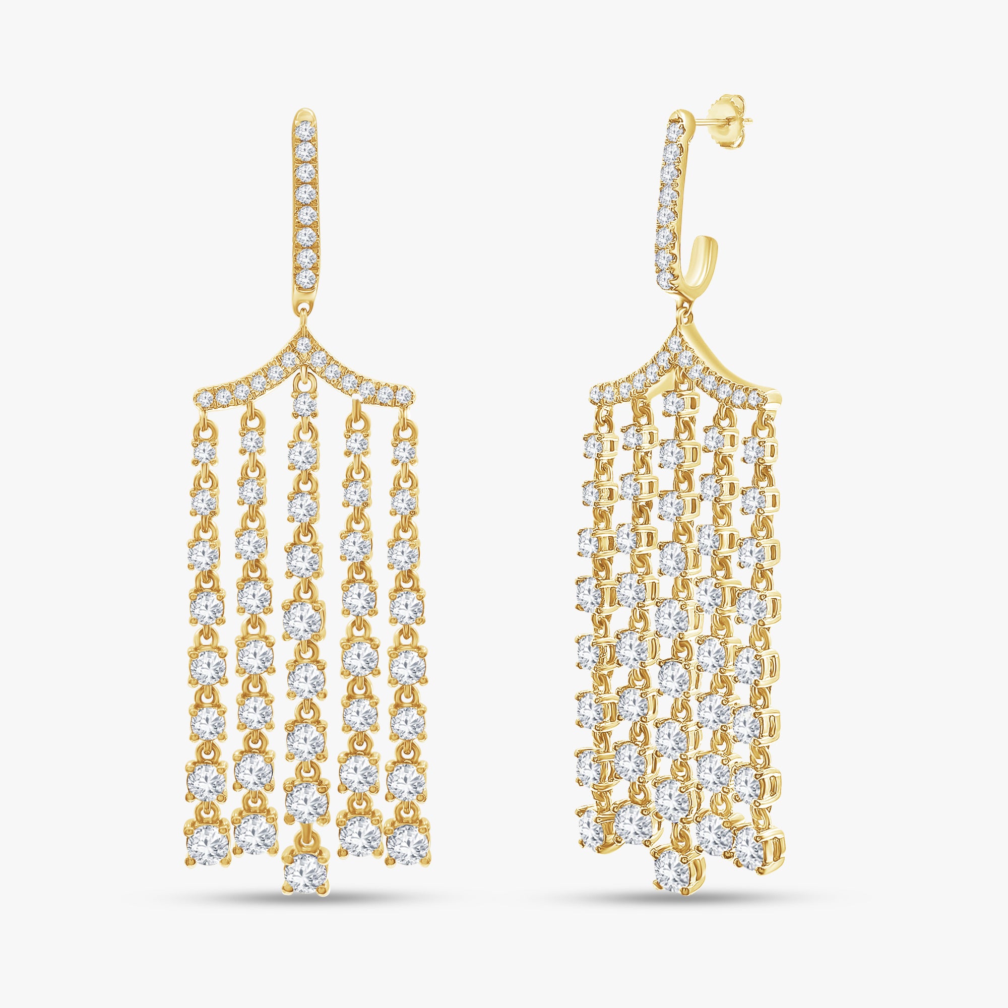 Round Shape 5.10 Carat Lab Grown Diamond Chandelier Earrings