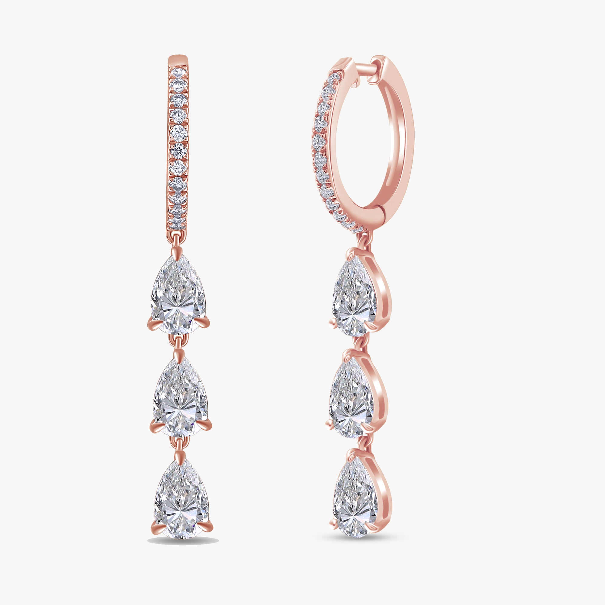 2.90 Carat Lab Grown Diamond Drop Hoop Earrings