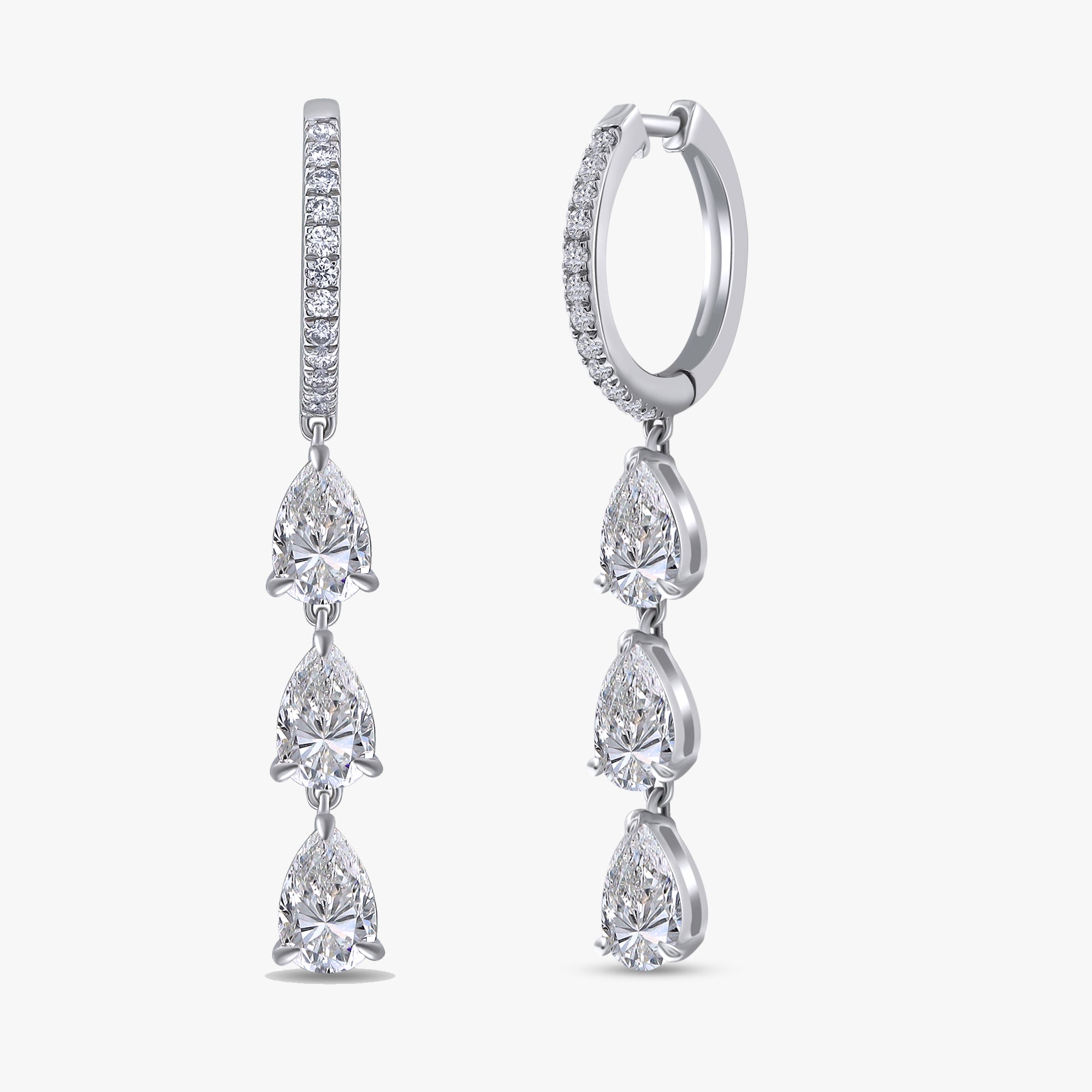 2.90 Carat Lab Grown Diamond Drop Hoop Earrings