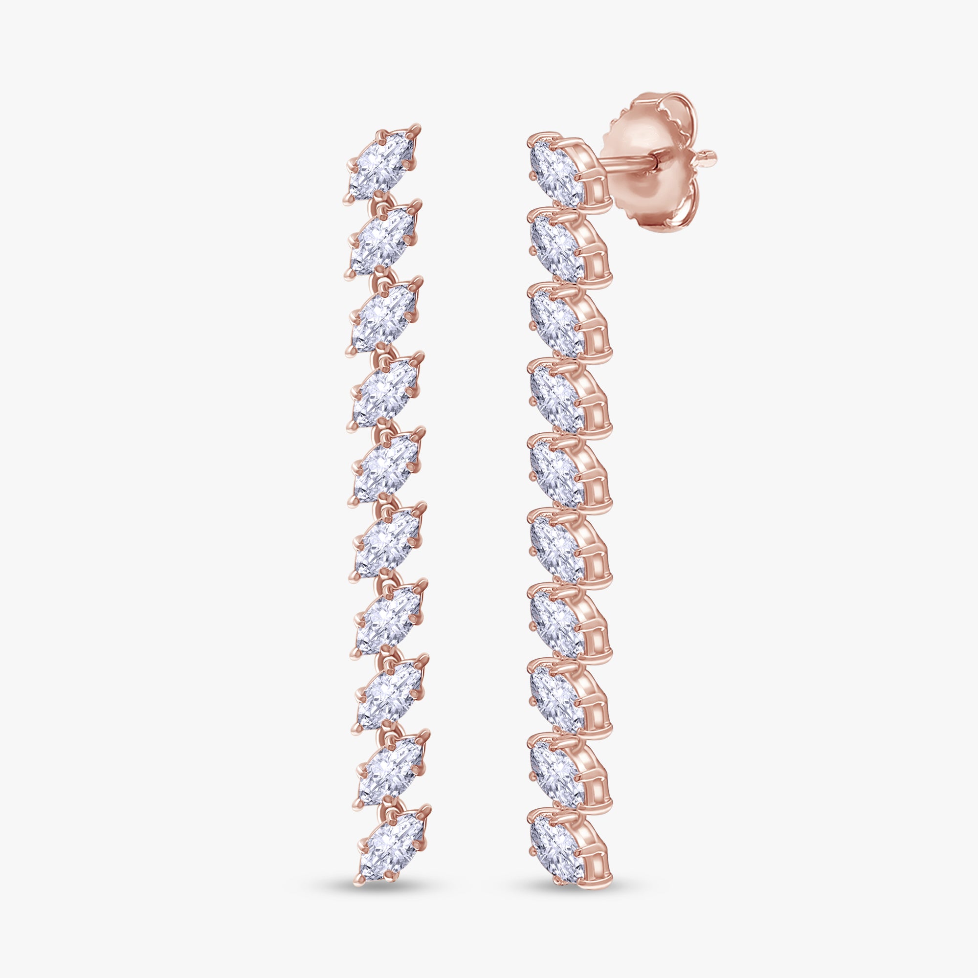 Marquise Shape 2.25 Carat Lab Grown diamond Linear Drop Stud Earrings