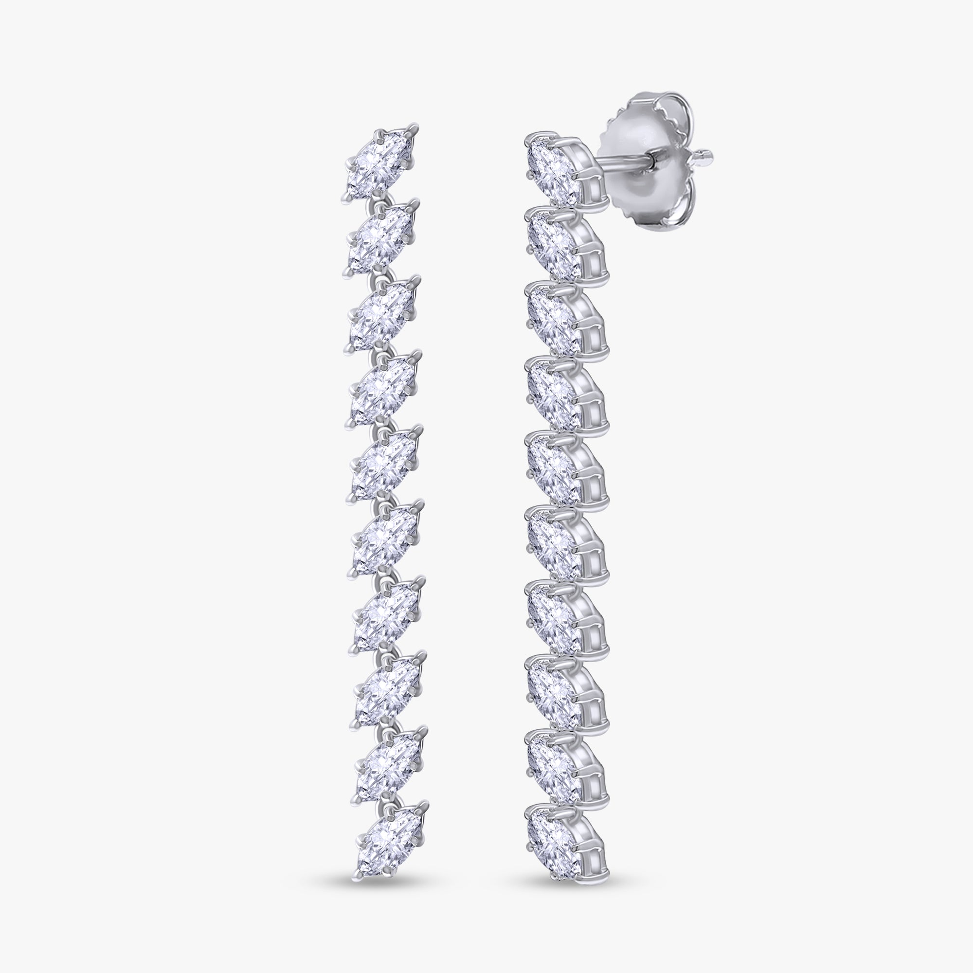 Marquise Shape 2.25 Carat Lab Grown diamond Linear Drop Stud Earrings