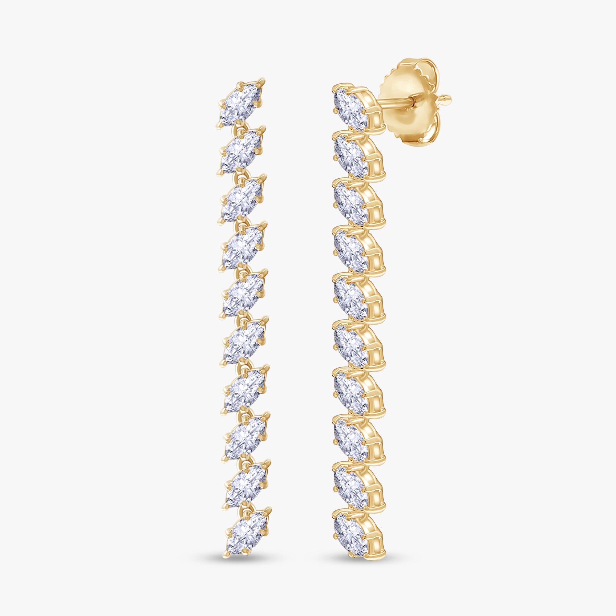 Marquise Shape 2.25 Carat Lab Grown diamond Linear Drop Stud Earrings
