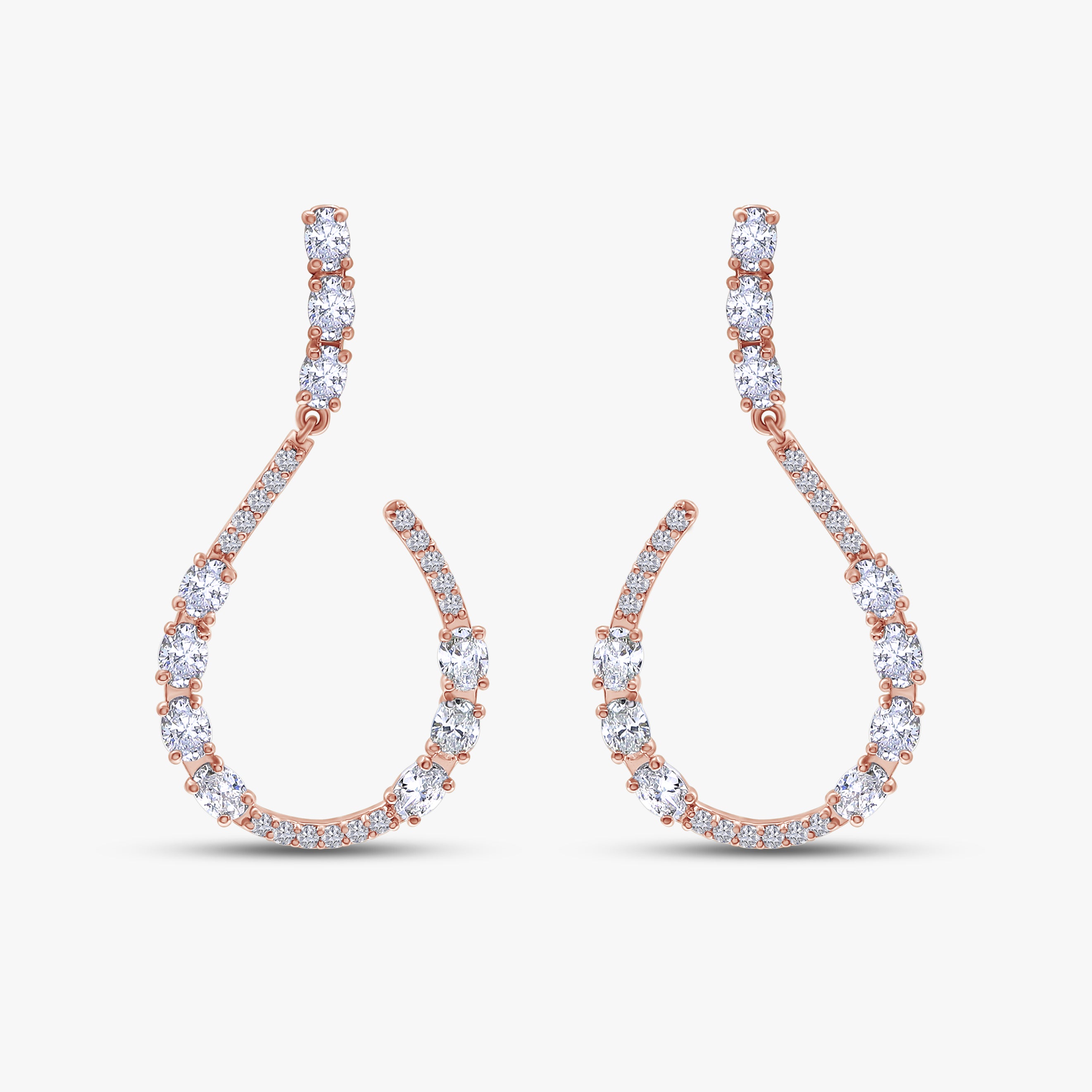 2.00 Carat Oval and Round Cut Lab Grown Diamond Teardrop Dangle Drop Earrings