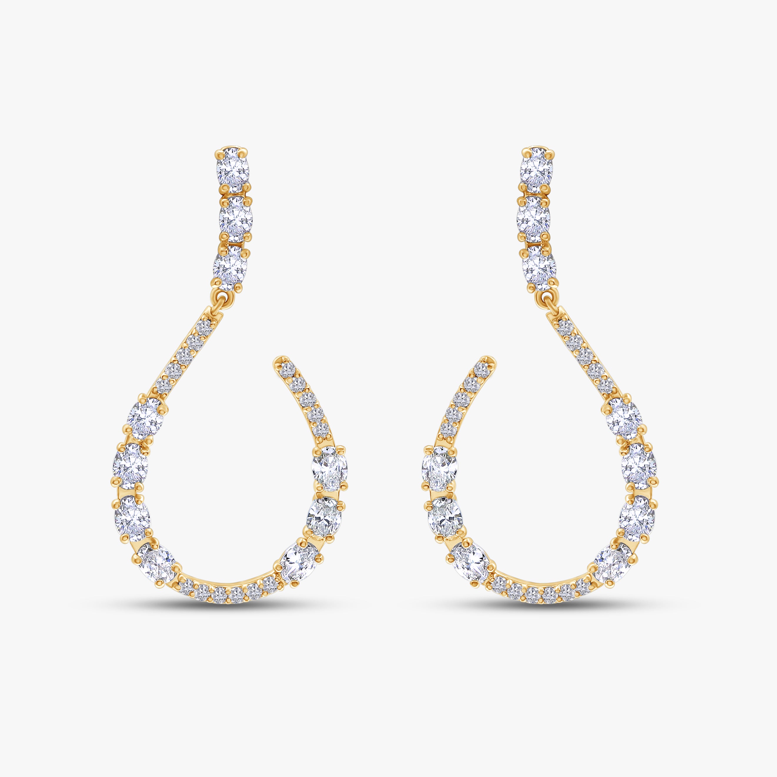 2.00 Carat Oval and Round Cut Lab Grown Diamond Teardrop Dangle Drop Earrings