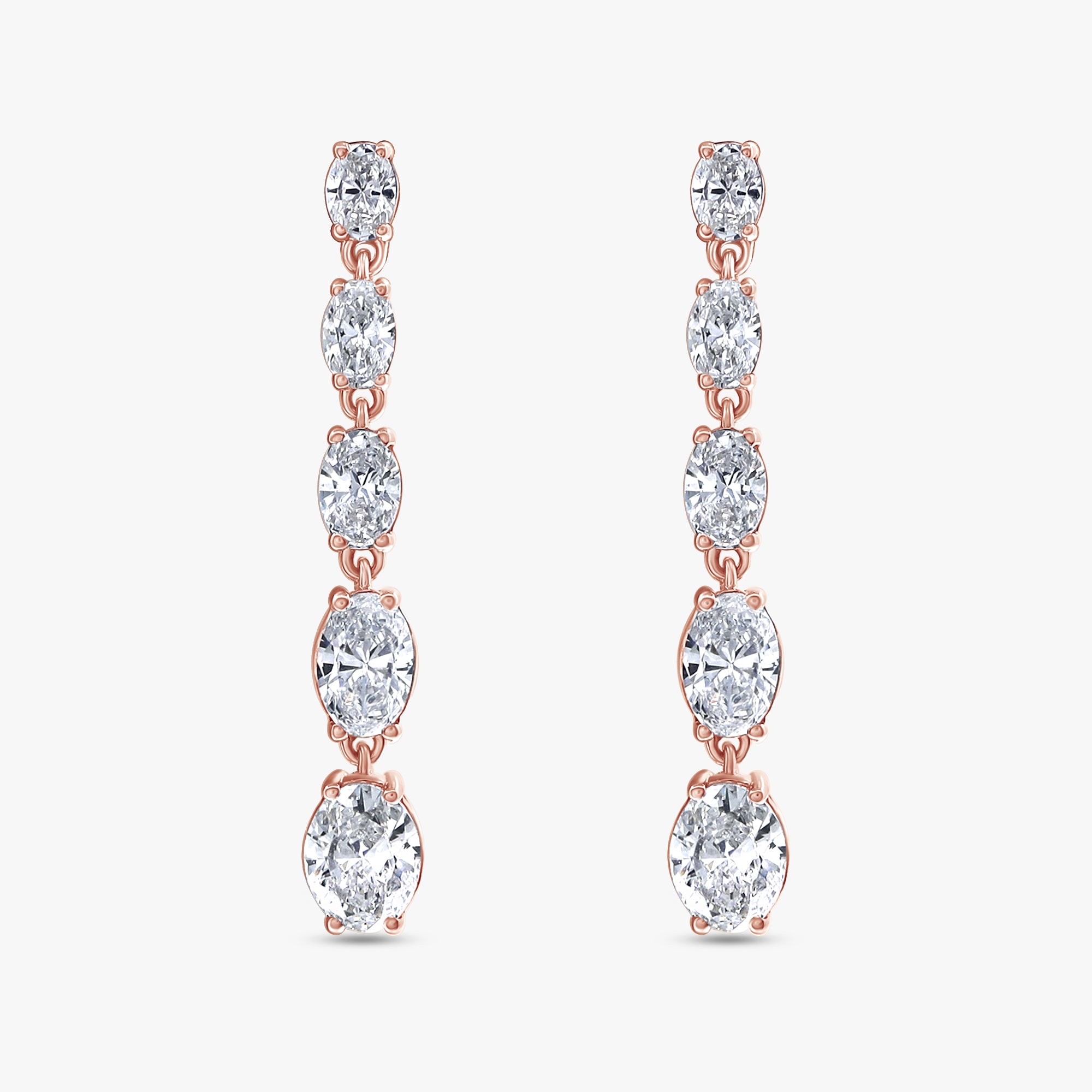 Oval Shape 2.25 Carat Lab Grown Diamond Linear Drop Stud Earrings