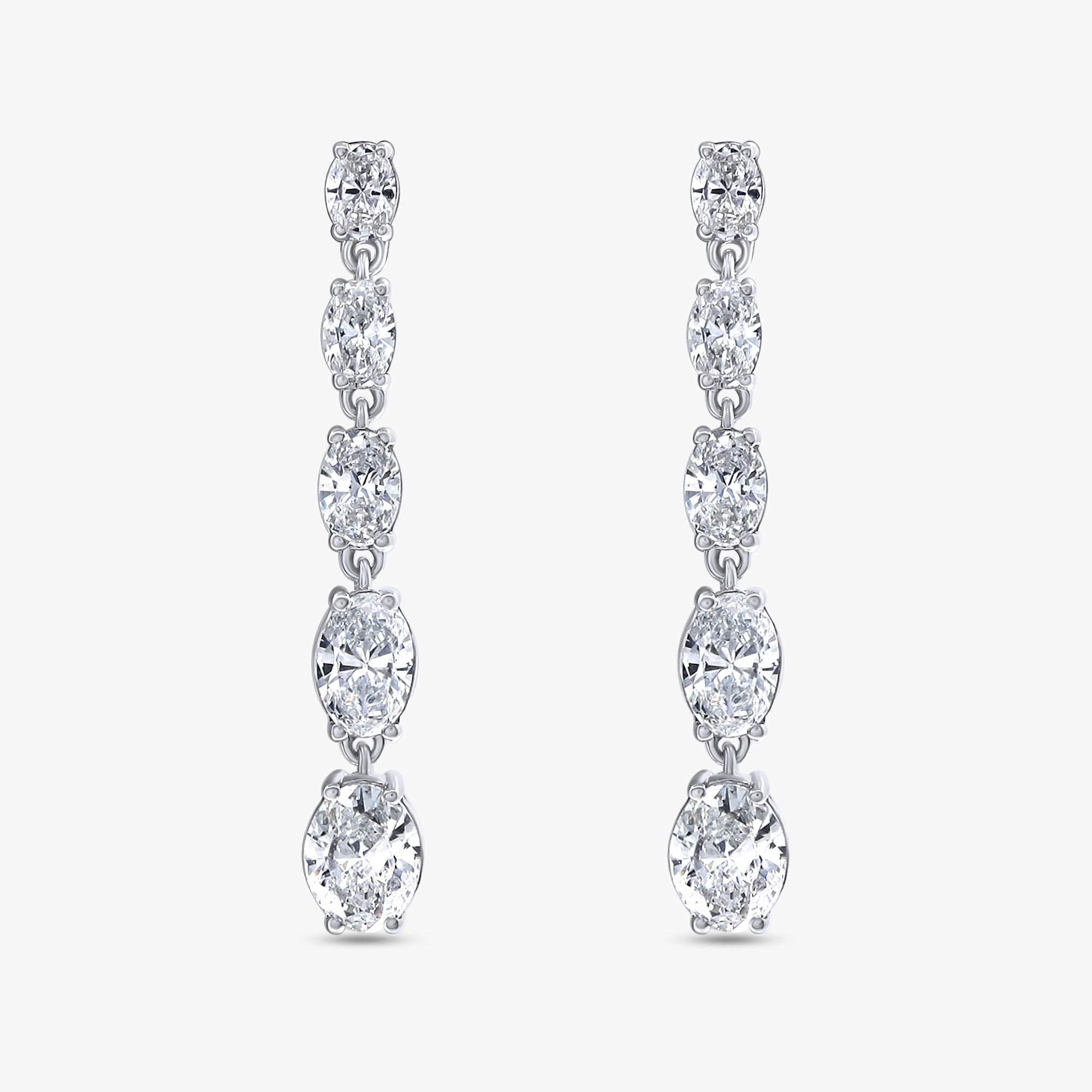 Oval Shape 2.25 Carat Lab Grown Diamond Linear Drop Stud Earrings