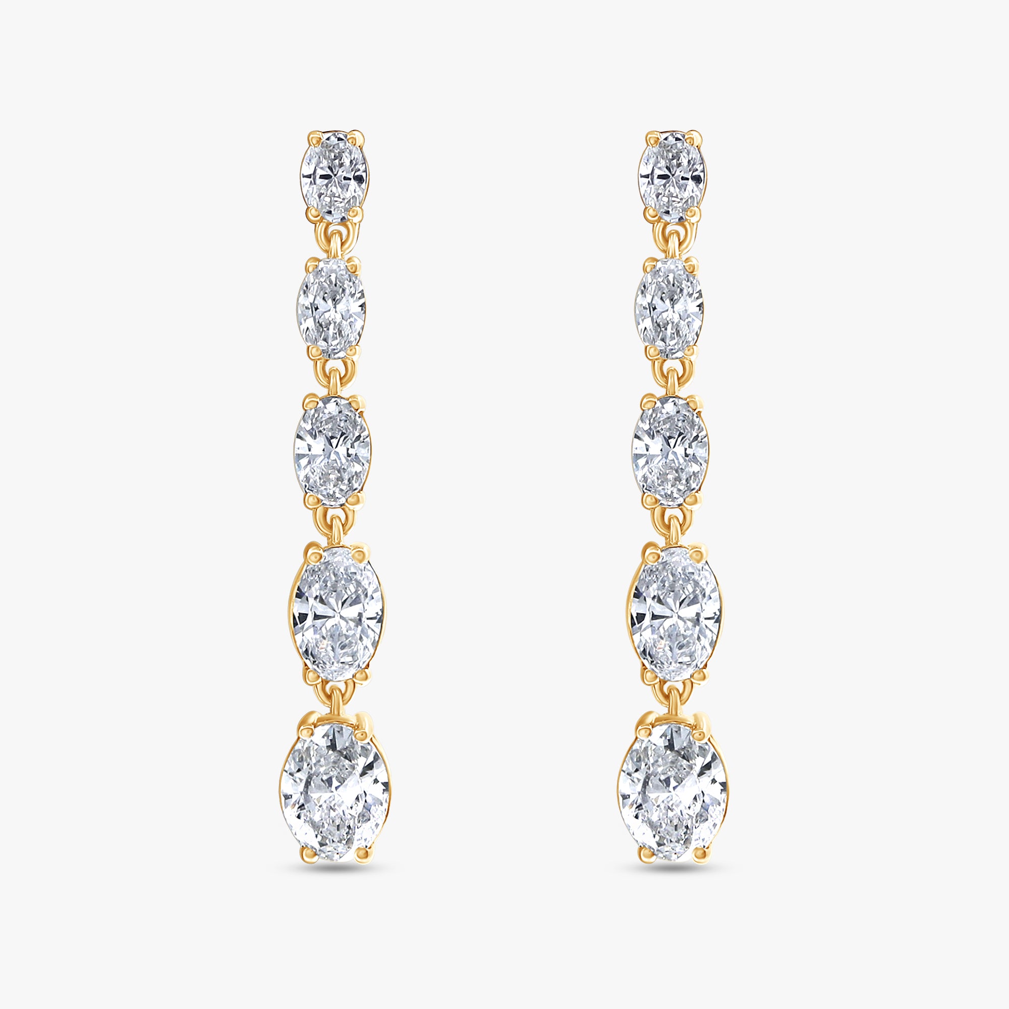 Oval Shape 2.25 Carat Lab Grown Diamond Linear Drop Stud Earrings