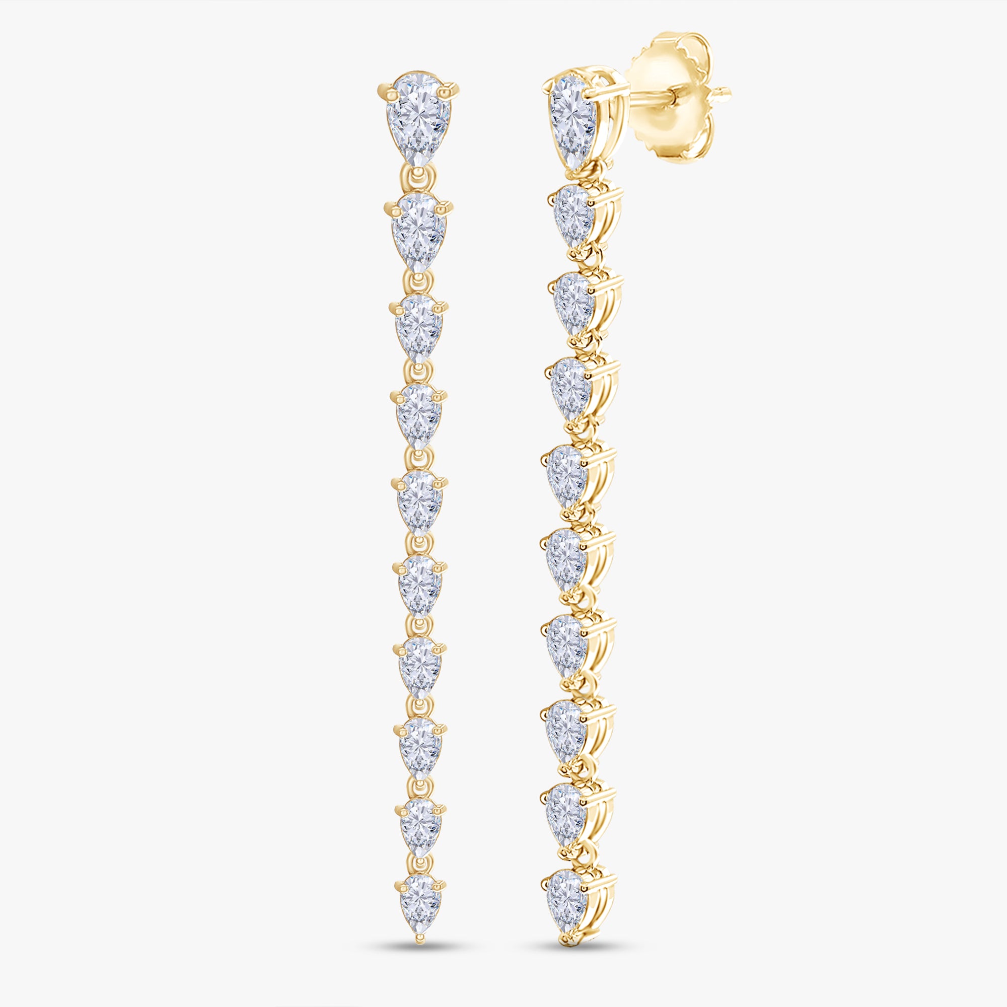 Pear Shape 2.45 Carat Lab Grown Diamond Linear Drop Stud Earrings