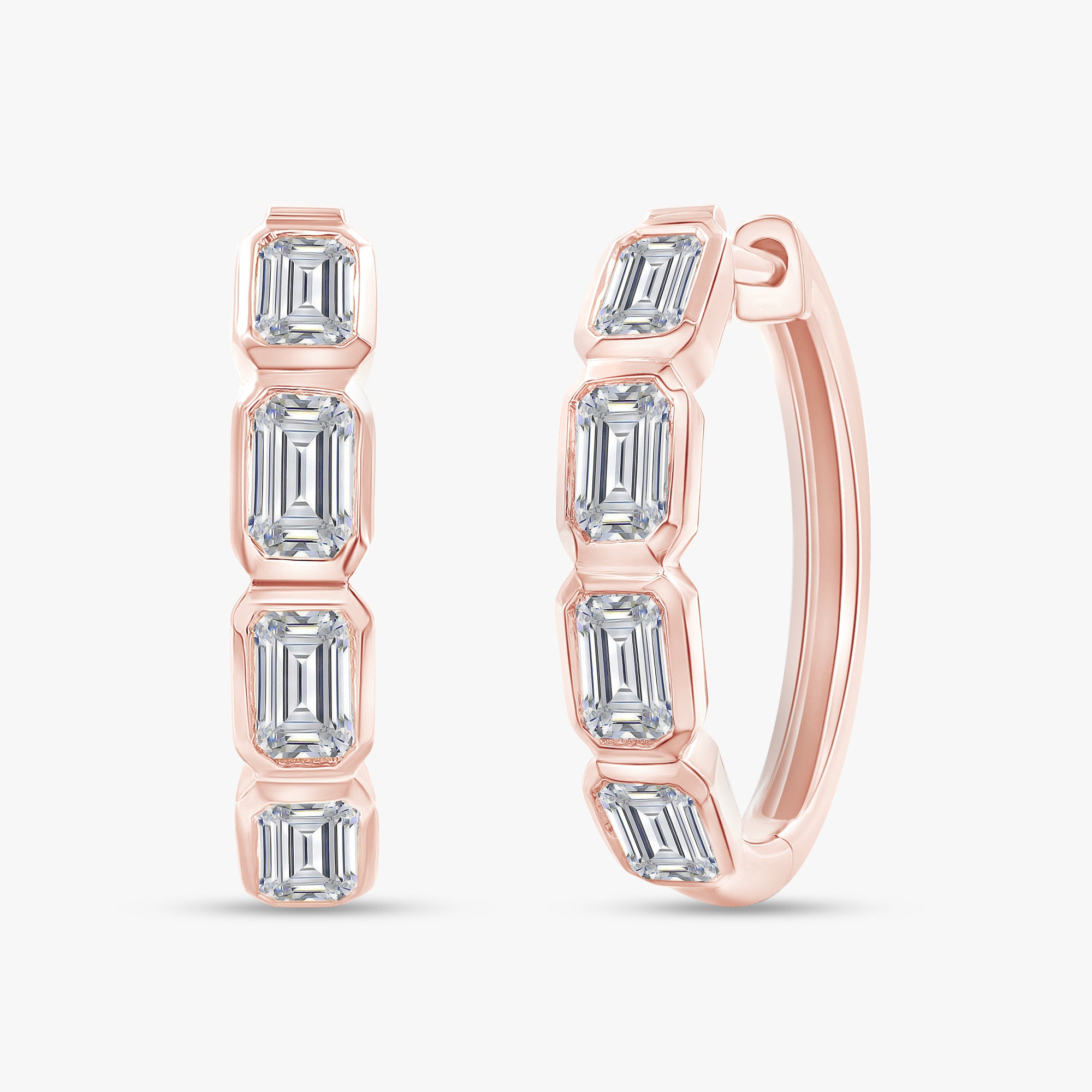 Emerald Shape 1.20 Carat Lab Grown Diamond hoop earrings