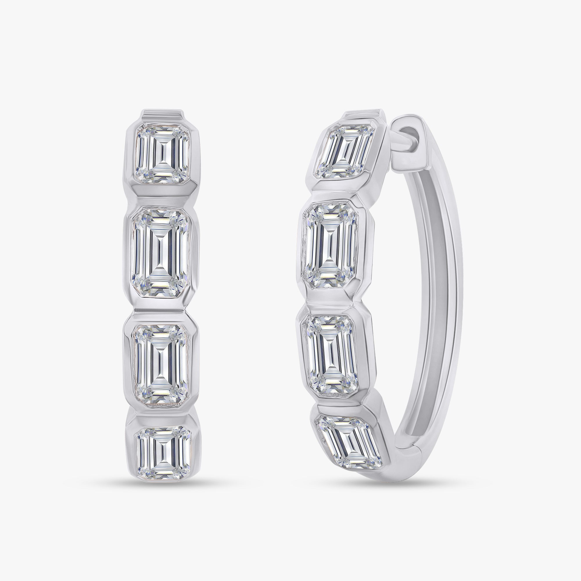 Emerald Shape 1.20 Carat Lab Grown Diamond hoop earrings