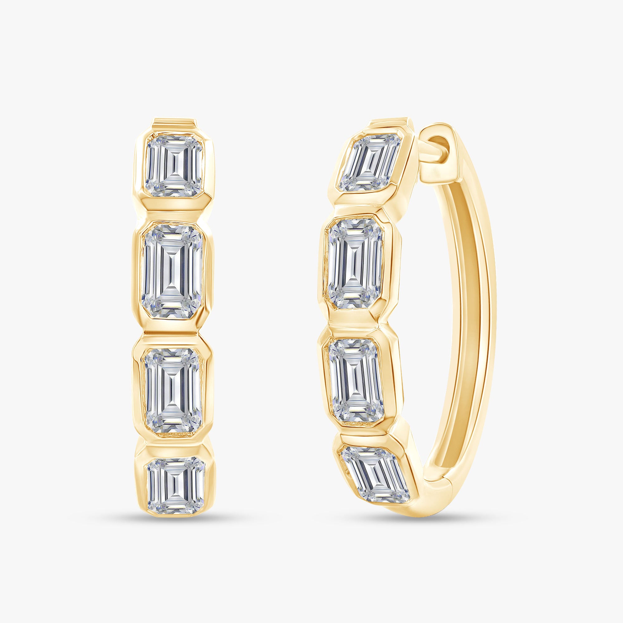 Emerald Shape 1.20 Carat Lab Grown Diamond hoop earrings