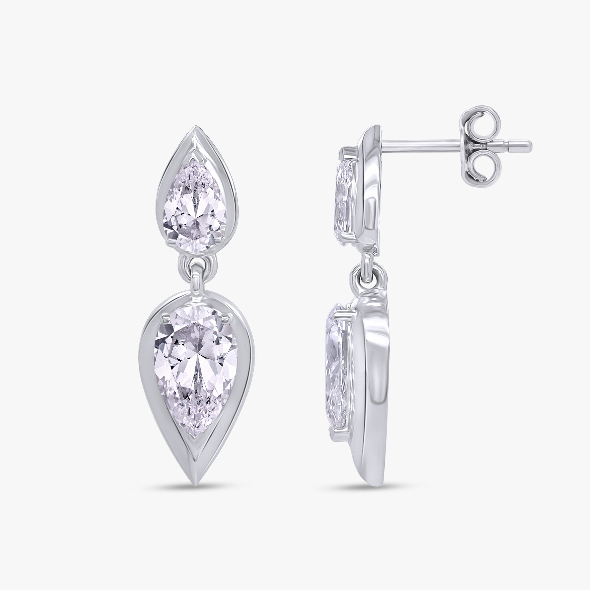 2.50 Carat Pear Shape Lab Grown Diamond Drop Earrings