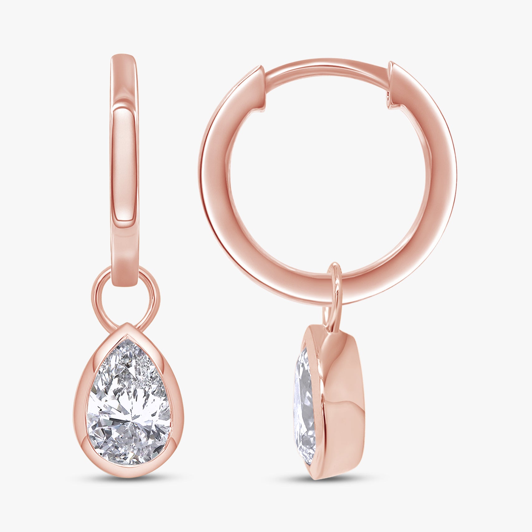 1.00 Carat Pear Shape Lab Grown Diamond Drop Dangle Earrings