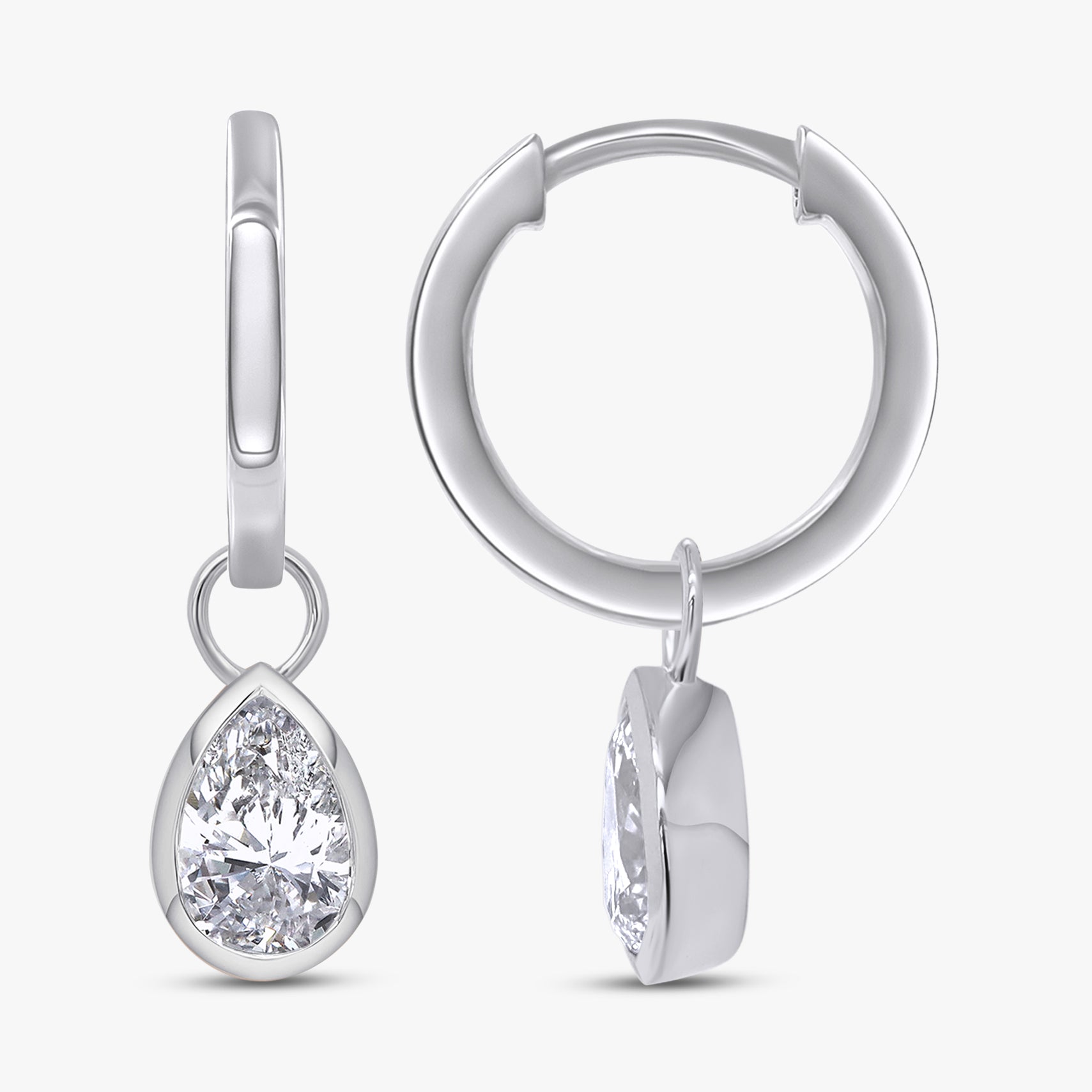 1.00 Carat Pear Shape Lab Grown Diamond Drop Dangle Earrings