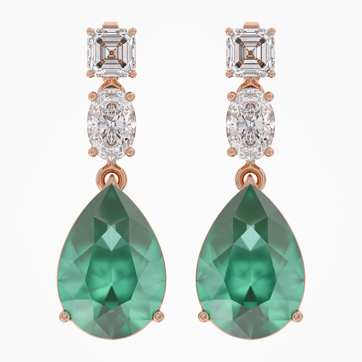 9.25 TWC Gemstone and Lab Grown Diamond Drop Dangle Earrings