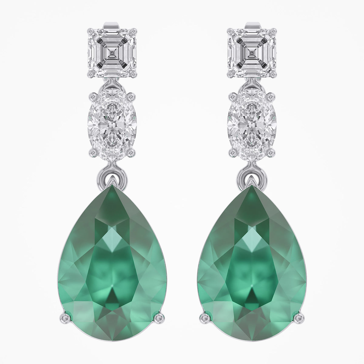 9.25 TWC Gemstone and Lab Grown Diamond Drop Dangle Earrings