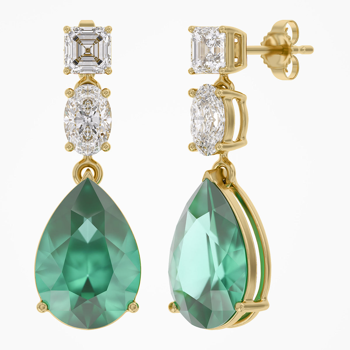 9.25 TWC Gemstone and Lab Grown Diamond Drop Dangle Earrings