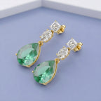 9.25 TWC Gemstone and Lab Grown Diamond Drop Dangle Earrings