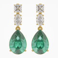 9.25 TWC Gemstone and Lab Grown Diamond Drop Dangle Earrings