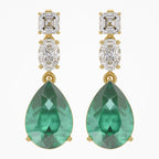 9.25 TWC Gemstone and Lab Grown Diamond Drop Dangle Earrings