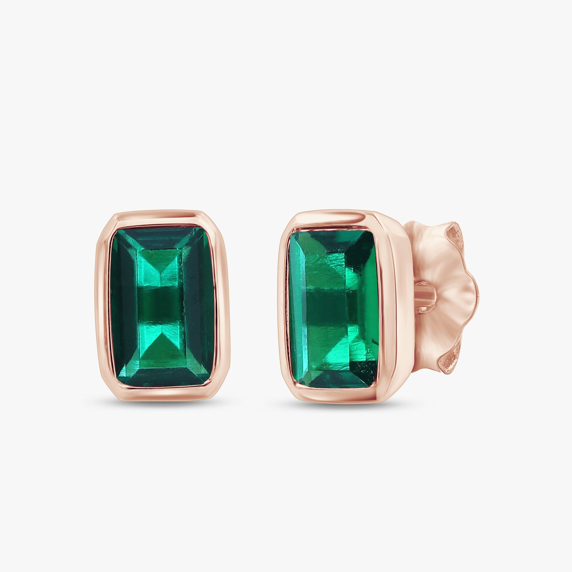 0.50 Carat Emerald Cut Lab Grown Gemstone Solitaire Stud Earrings