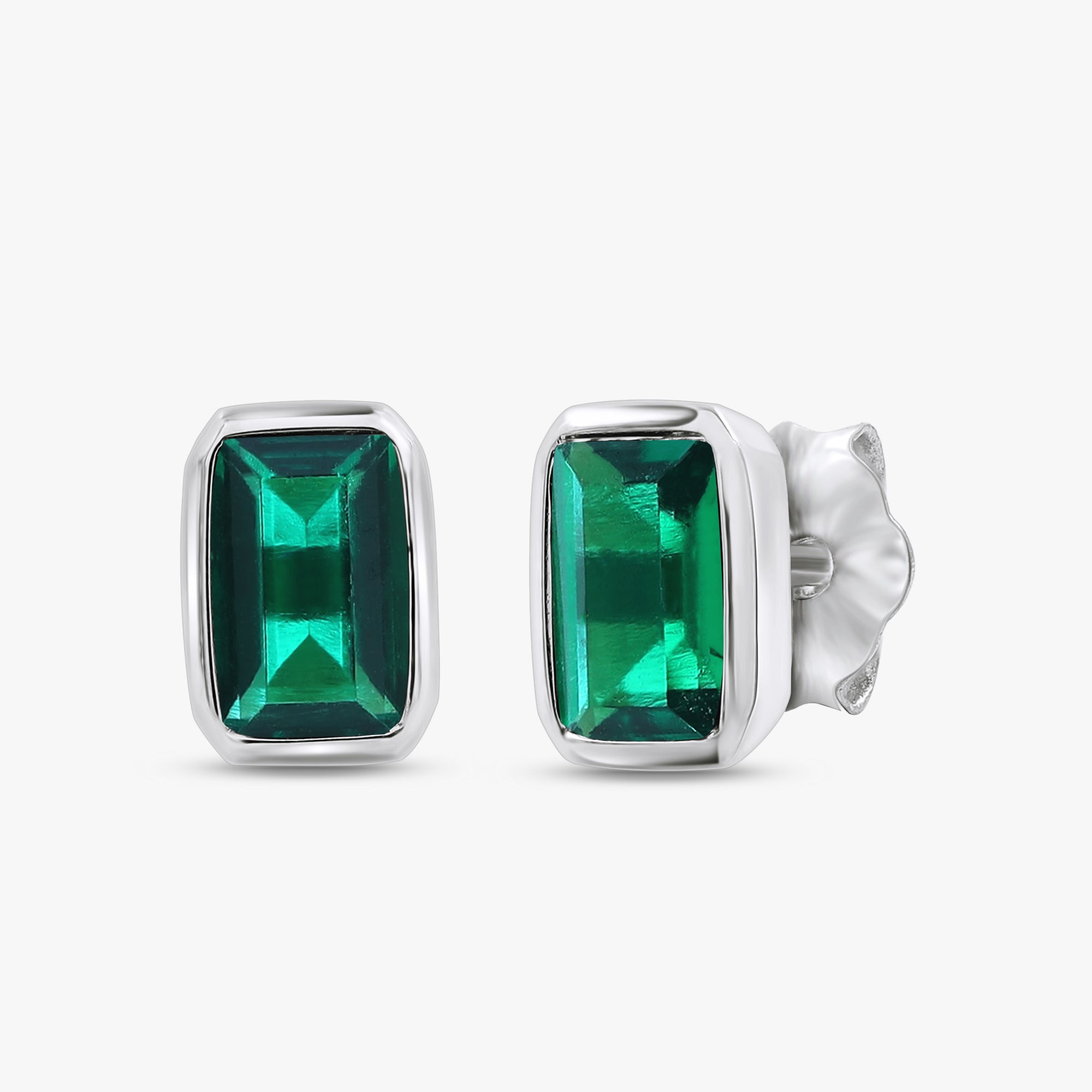 0.50 Carat Emerald Cut Lab Grown Gemstone Solitaire Stud Earrings
