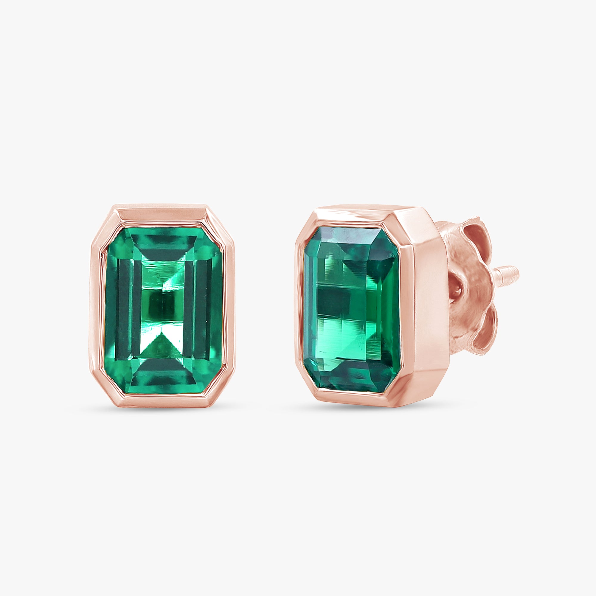 0.95 Carat Emerald Cut Lab Grown Gemstone Solitaire Stud Earrings