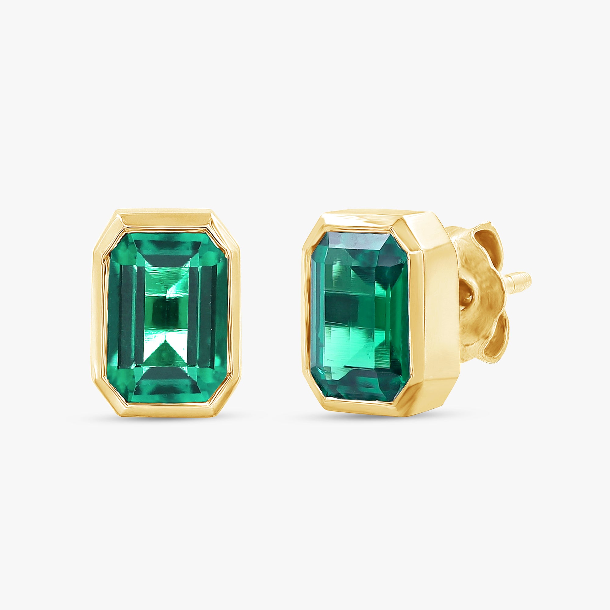 0.95 Carat Emerald Cut Lab Grown Gemstone Solitaire Stud Earrings