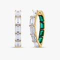 8.75 Carat Emerald Cut Lab Grown Gemstone and Lab Diamond Hoop Earrings