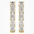 8.75 Carat Emerald Cut Lab Grown Gemstone and Lab Diamond Hoop Earrings