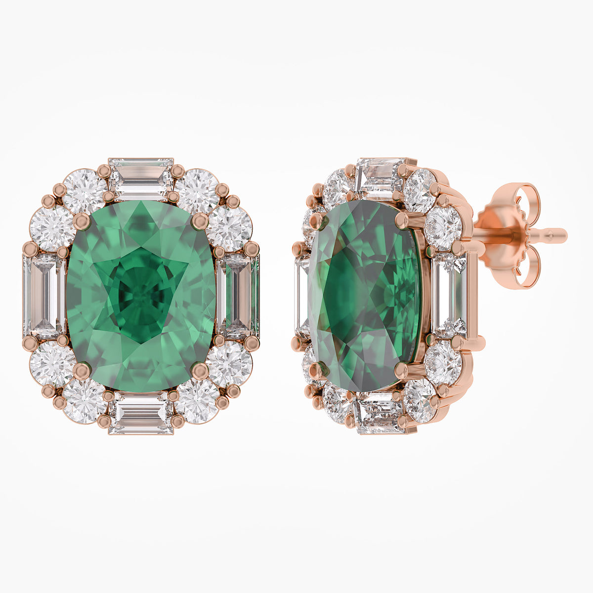 6.00 TCW Lab Grown Gemstone and Lab Diamond Halo Stud Earrings