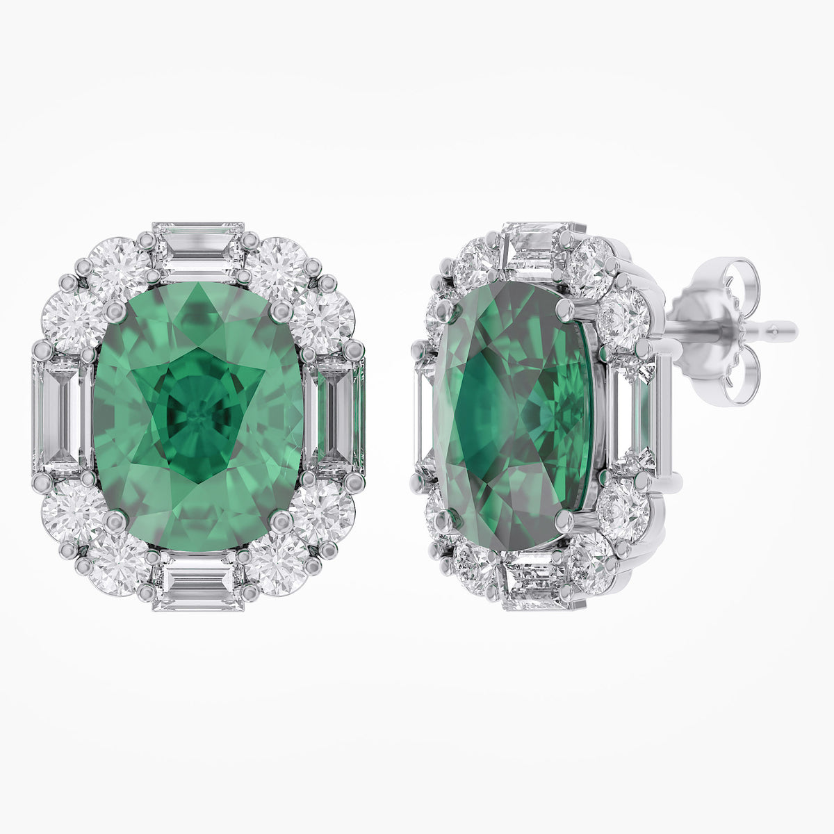 6.00 TCW Lab Grown Gemstone and Lab Diamond Halo Stud Earrings