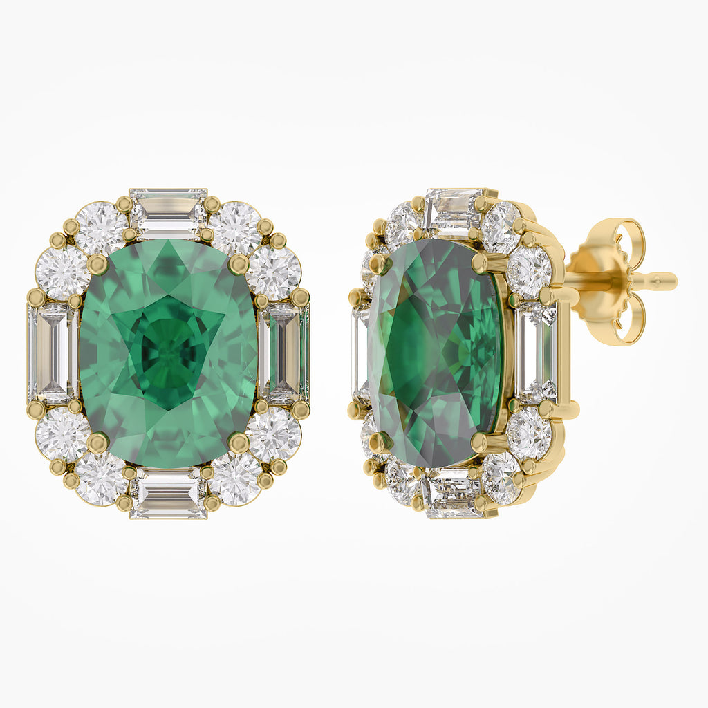 6.00 TCW Lab Grown Gemstone and Lab Diamond Halo Stud Earrings