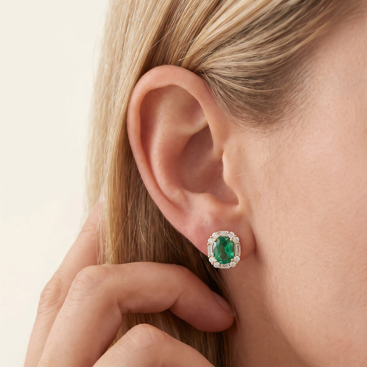 6.00 TCW Lab Grown Gemstone and Lab Diamond Halo Stud Earrings