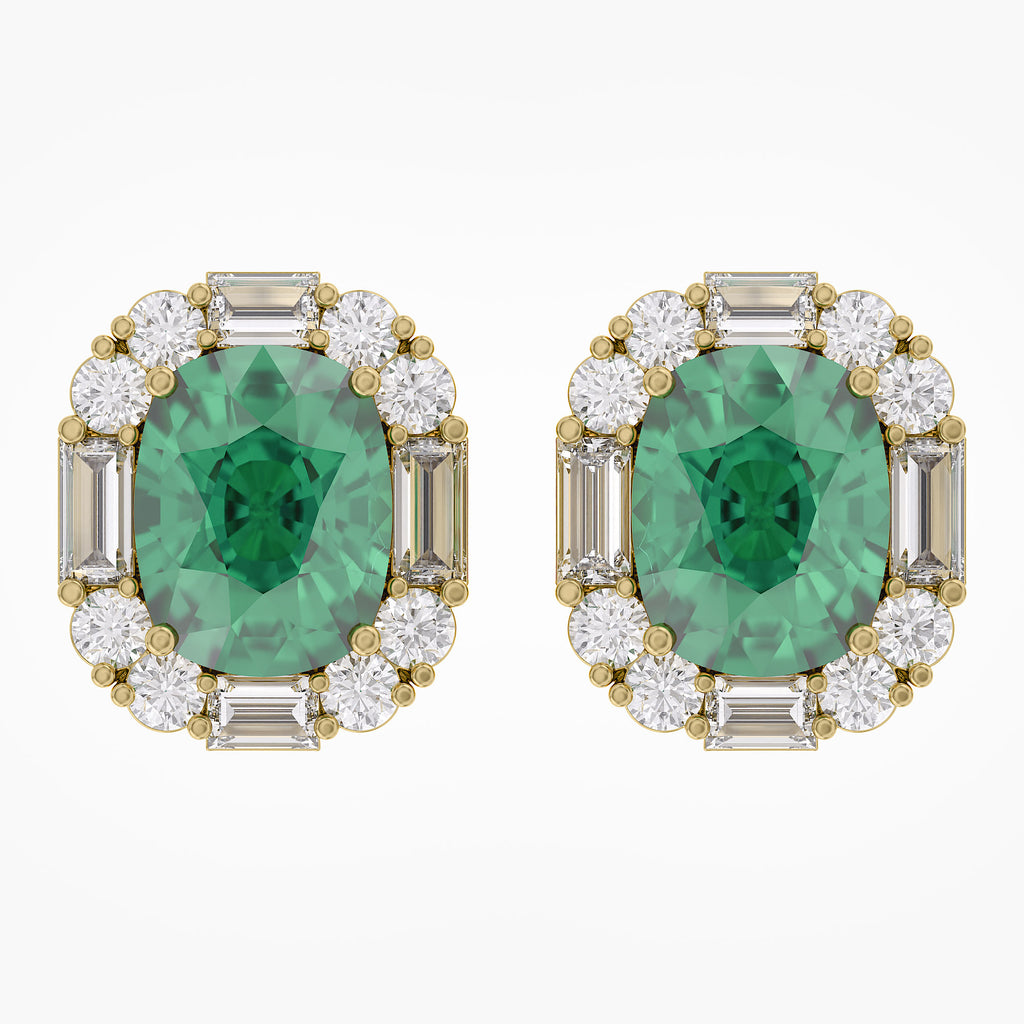6.00 TCW Lab Grown Gemstone and Lab Diamond Halo Stud Earrings