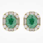6.00 TCW Lab Grown Gemstone and Lab Diamond Halo Stud Earrings
