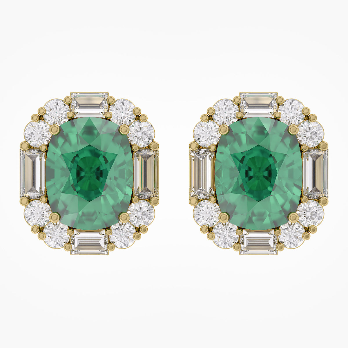 6.00 TCW Lab Grown Gemstone and Lab Diamond Halo Stud Earrings